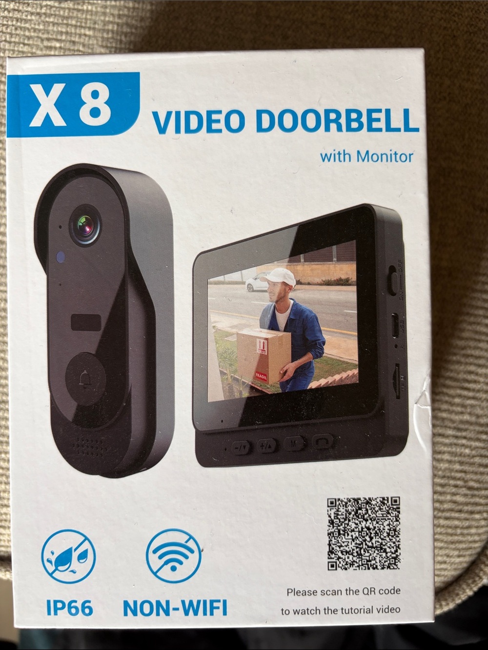 X8 Video Doorbell with Monitor - Black